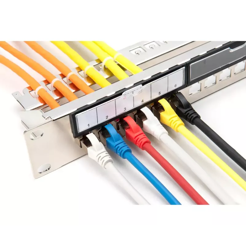 DIGITUS Modular Galvanisiertes Patch Panel - geschirmt 24-Port 24-Port blank 1U Rackmontage schwarz RAL 9005