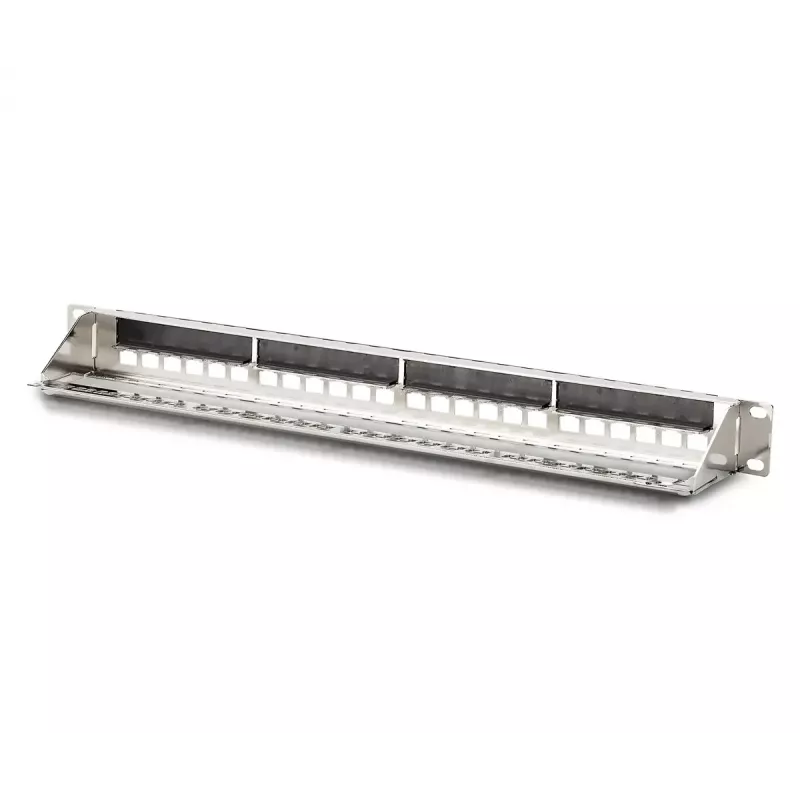 DIGITUS Modular Galvanisiertes Patch Panel - geschirmt 24-Port 24-Port blank 1U Rackmontage schwarz RAL 9005