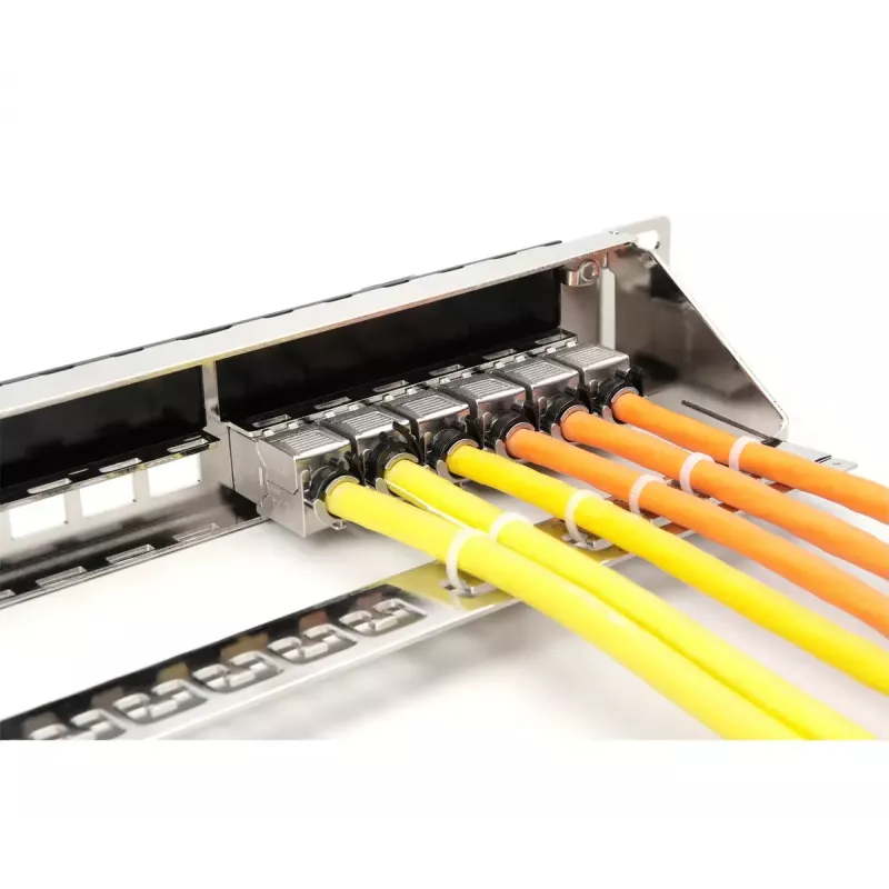 DIGITUS Modular Galvanisiertes Patch Panel - geschirmt 24-Port 24-Port blank 1U Rackmontage schwarz RAL 9005