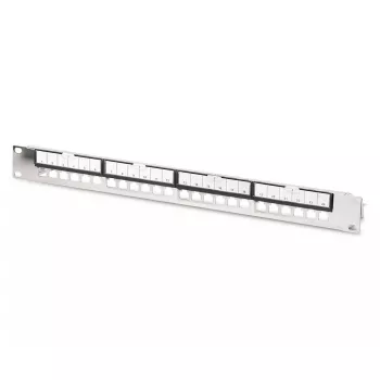 DIGITUS Modular Galvanisiertes Patch Panel - geschirmt 24-Port 24-Port blank 1U Rackmontage schwarz RAL 9005