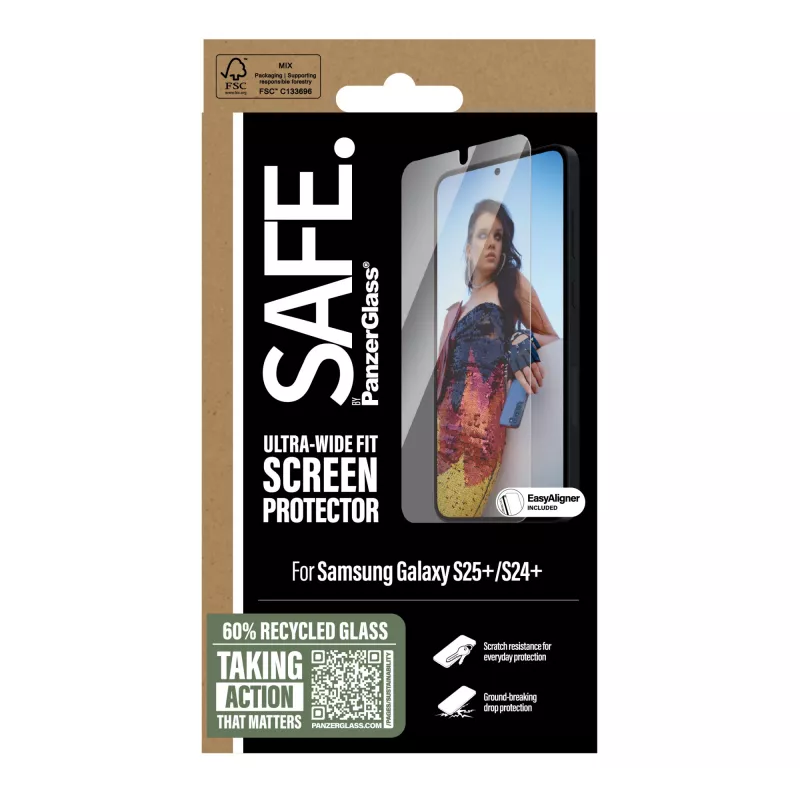 PanzerGlass SAFE. by ® Displayschutz Samsung Galaxy S25+ | S24+ | Ultra-Wide Fit mit EasyAligner