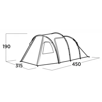 Fünf-Personen-Zelt easy camp Hidra 5, grün — Familiencamping, gemeinsamer Innenraum, wetterbeständig