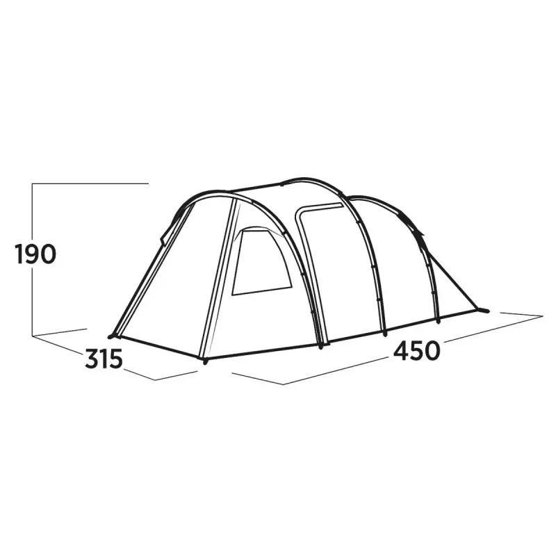 Fünf-Personen-Zelt easy camp Hidra 5, grün — Familiencamping, gemeinsamer Innenraum, wetterbeständig