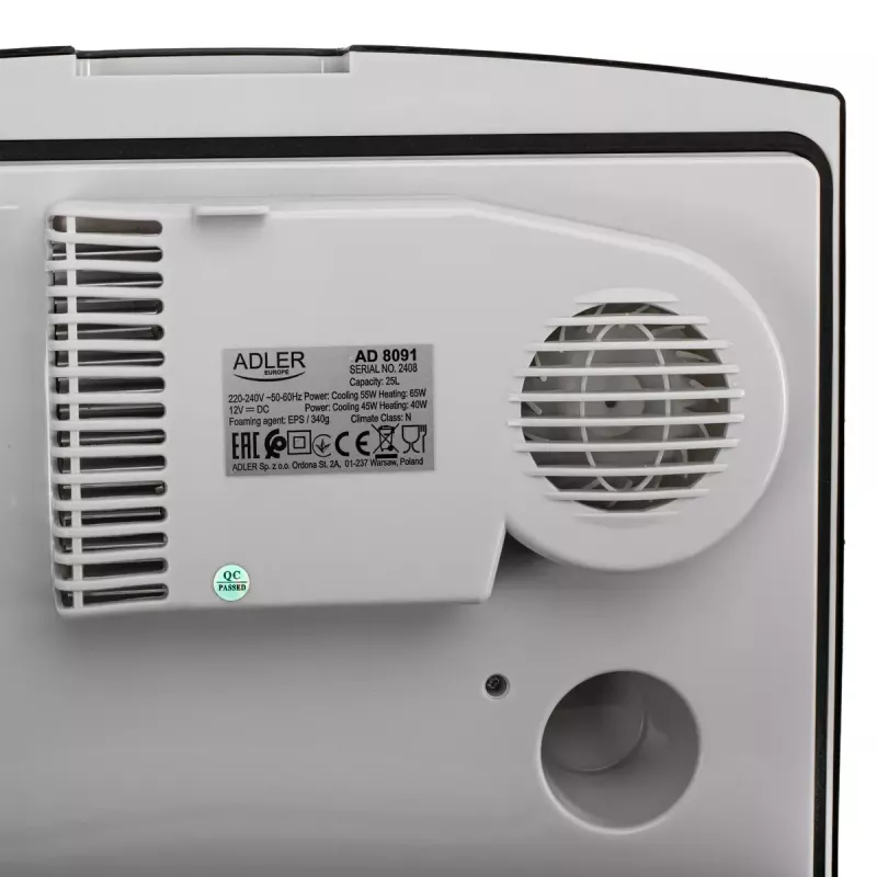 Tragbarer Kühler Adler AD 8091 25 L 230 V — 25 L Kapazität, 230 V Netzbetrieb