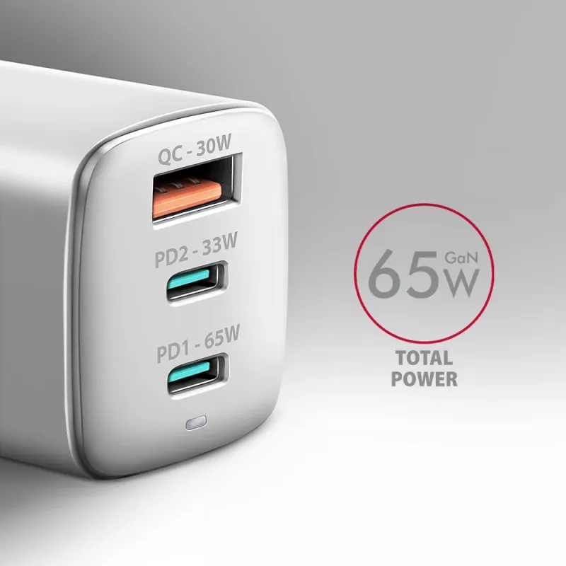 Axagon ACU-DPQ65W PD3.0 & QC4+ 3x AUSGÄNGE Wandladegerät 65W
