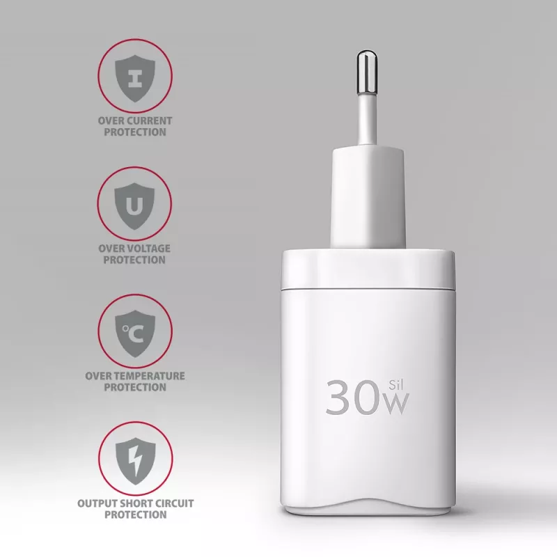 Wandladegerät Axagon ACU-PD30W 1x QC3.0/AFC/FCP/PD Type-C 30W Weiß