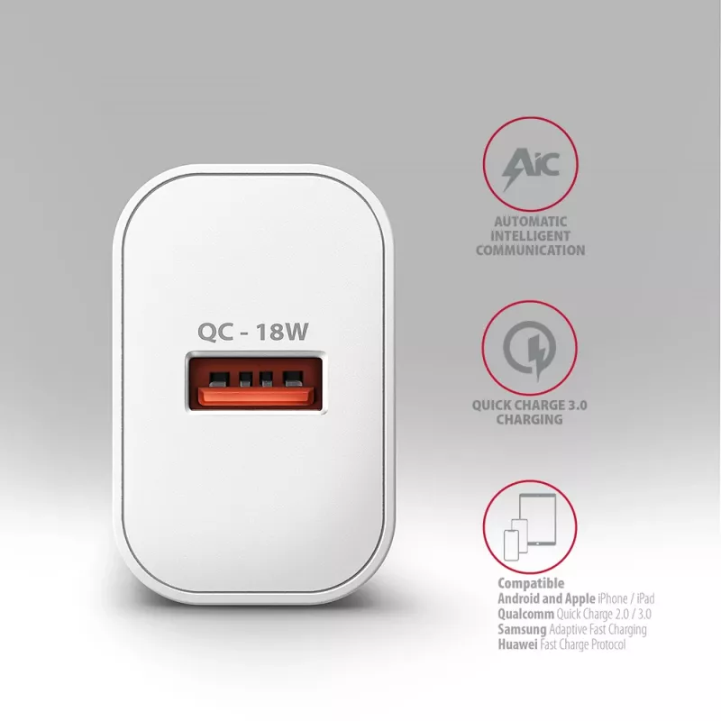 Axagon ACU-QC18W QC3.0 1xOUTPUT Wandladegerät 18W