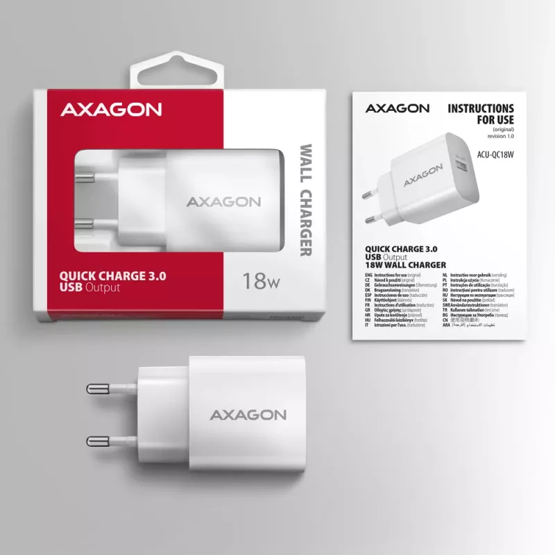 Axagon ACU-QC18W QC3.0 1xOUTPUT Wandladegerät 18W