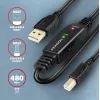 Axagon ADR-210B aktives Verbindungs-/Repeaterkabel USB 2.0 A-Stecker auf B-Stecker, 10 m