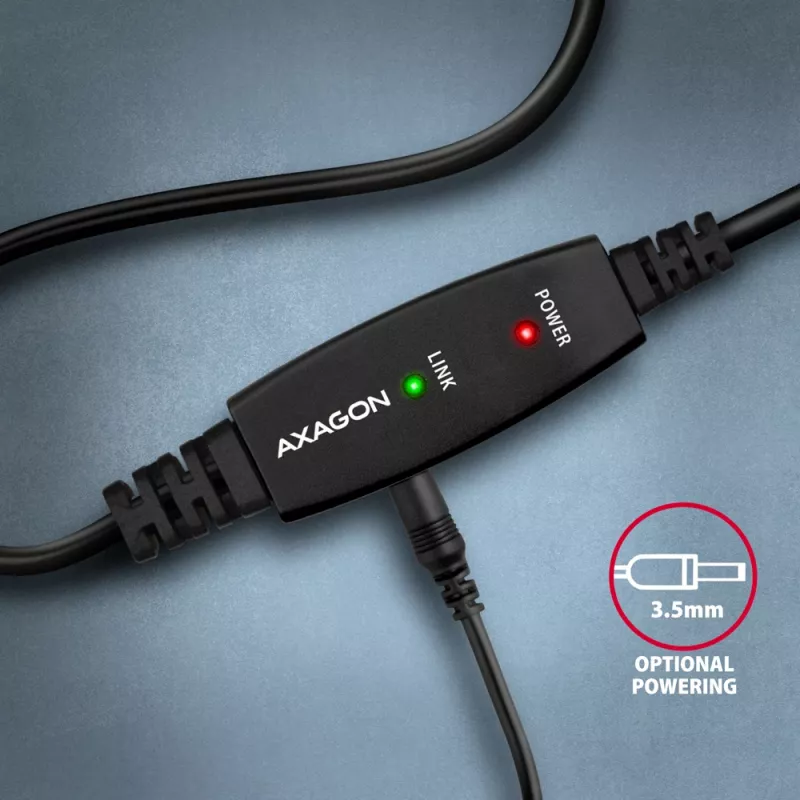Axagon ADR-210B aktives Verbindungs-/Repeaterkabel USB 2.0 A-Stecker auf B-Stecker, 10 m