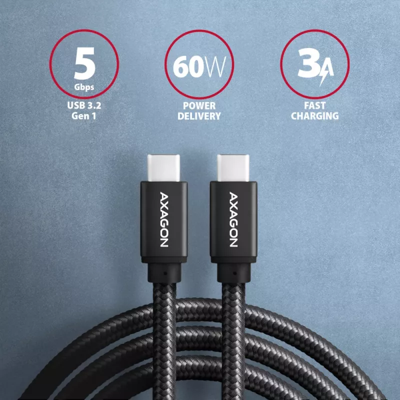 Axagon BUCM3-CM30AB SPEED USB-C <> USB-C 3.2 Gen 1 Kabel 3 m