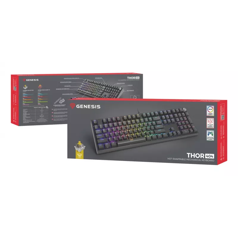 GENESIS THOR 404 Tastatur Universal USB QWERTY Englisch Schwarz