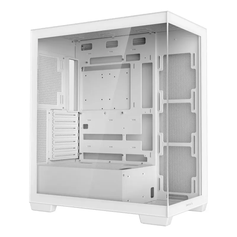 PC-Gehäuse DeepCool CG580 WH Weiß — ATX/mATX/ITX, gehärtetes Glas, unterstützt 120/140 mm Lüfter, 3,5 Zoll×2, 2,5 Zoll×3, USB 3.2 Gen1