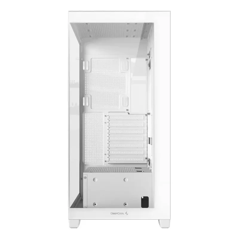PC-Gehäuse DeepCool CG580 WH Weiß — ATX/mATX/ITX, gehärtetes Glas, unterstützt 120/140 mm Lüfter, 3,5 Zoll×2, 2,5 Zoll×3, USB 3.2 Gen1