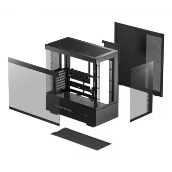 PC-Gehäuse DeepCool CH690 DIGITAL Tower Schwarz — ATX/Micro-ATX/Mini-ITX, LCD-Anzeige, 3x2,5 Zoll + 1x3,5 Zoll Schächte, bis zu 450 mm GPU, 182 mm CPU-Kühler