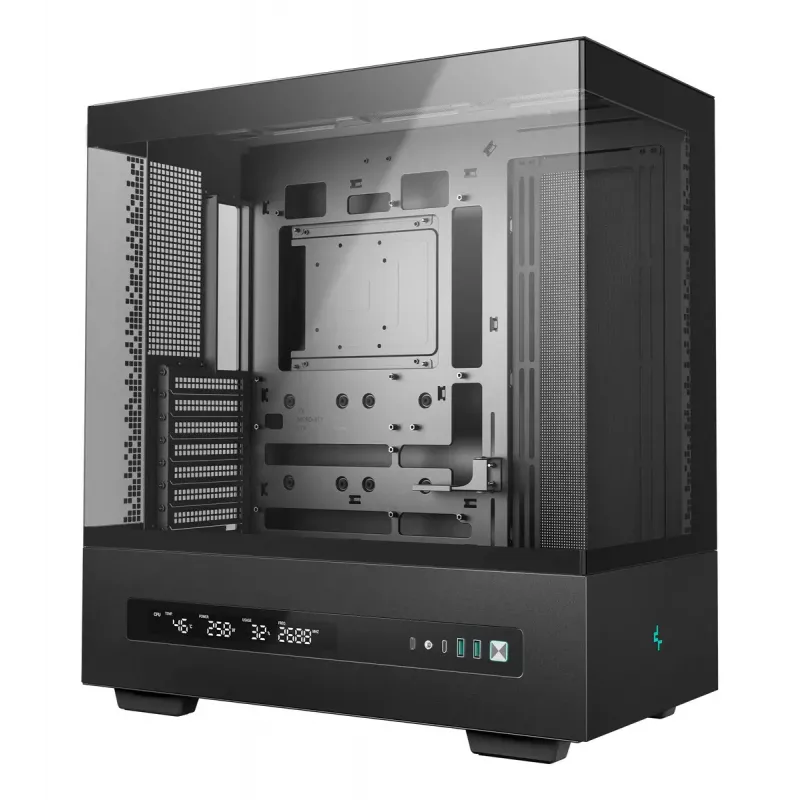 PC-Gehäuse DeepCool CH690 DIGITAL Tower Schwarz — ATX/Micro-ATX/Mini-ITX, LCD-Anzeige, 3x2,5 Zoll + 1x3,5 Zoll Schächte, bis zu 450 mm GPU, 182 mm CPU-Kühler