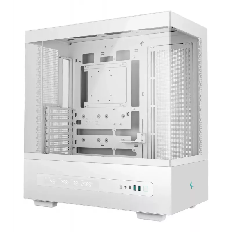 PC-Gehäuse DeepCool CH690 Tower White — ATX/microATX-Unterstützung, LCD-Display, 3x 2,5-Zoll-Schächte, 1x 3,5-Zoll, GPU bis 450 mm, CPU-Kühlerhöhe 182 mm