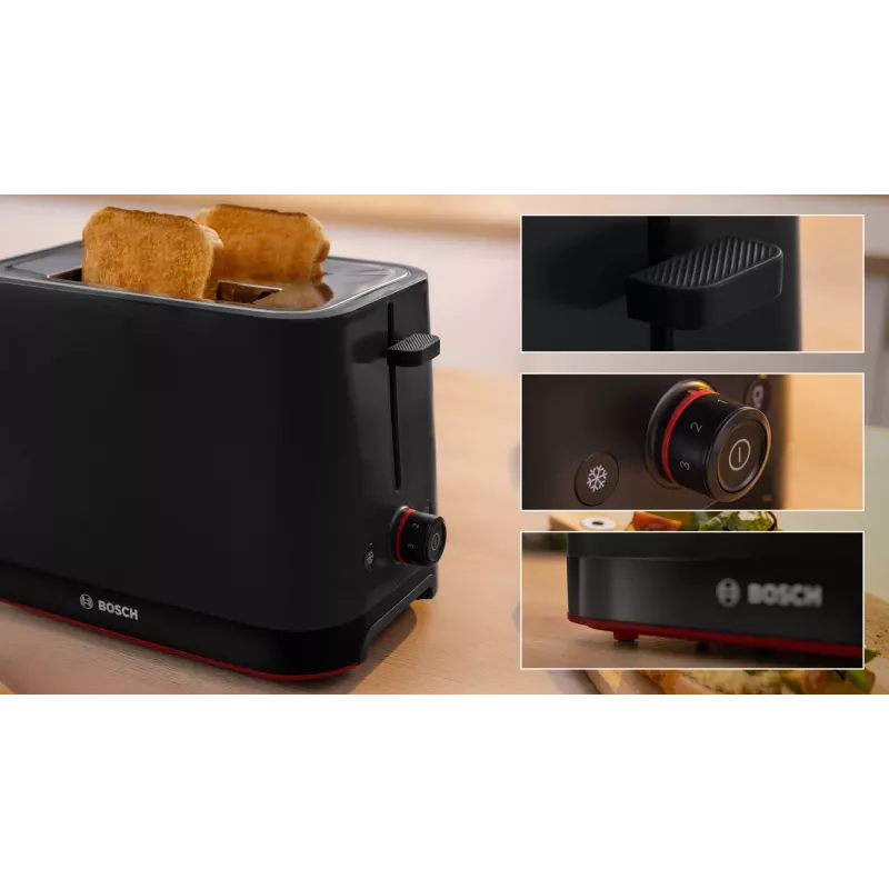 Toaster Bosch TAT3M123 2-Scheiben, 950 W, schwarz, Drehregler, Auftauen & Aufwärmen