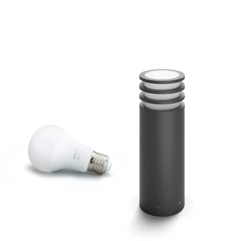 Philips Hue White Lucca Außenstandleuchte, Intelligente Stand-/Pfostenleuchte, Bluetooth/Zigbee, Anthrazit, LED, Aluminium, E27