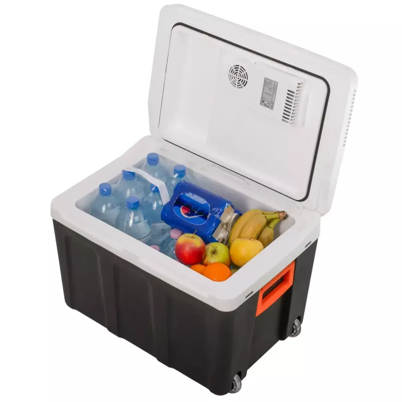Tragbare Kühlbox Adler AD 8090 — 40 L 12-V-Autokühlschrank, Peltier-Kühlung, 220–240 V Netzanschluss, Rollen