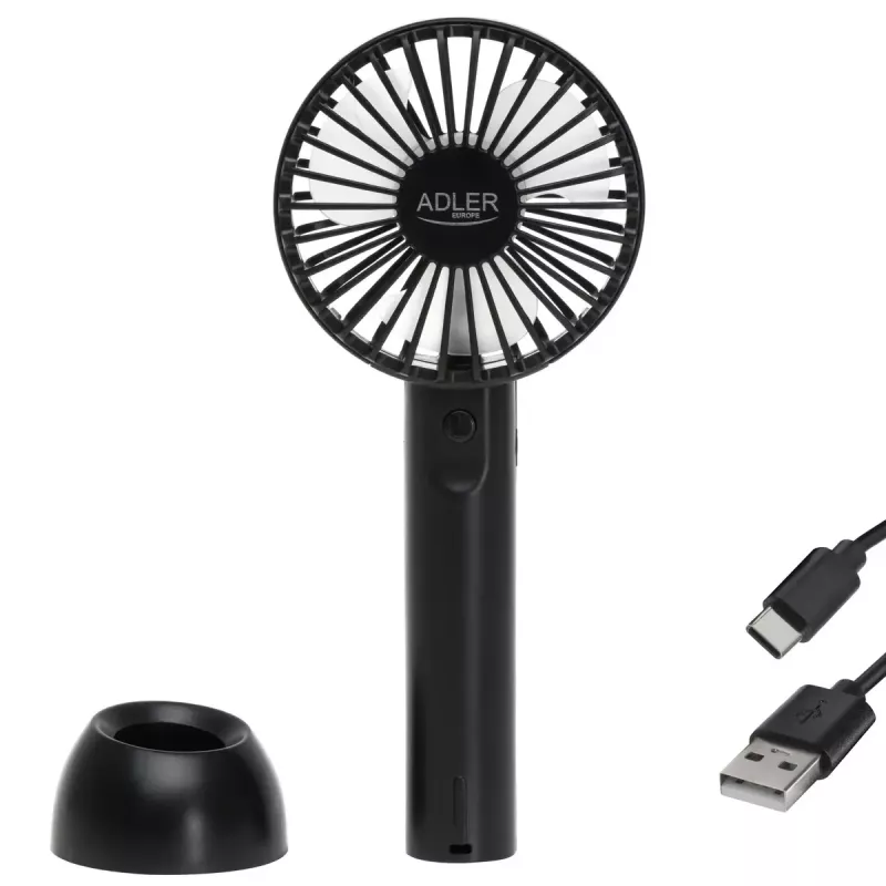 Tischventilator Adler AD 7338 Mini USB — 7 cm Durchmesser, 3 Geschwindigkeiten, schwarz
