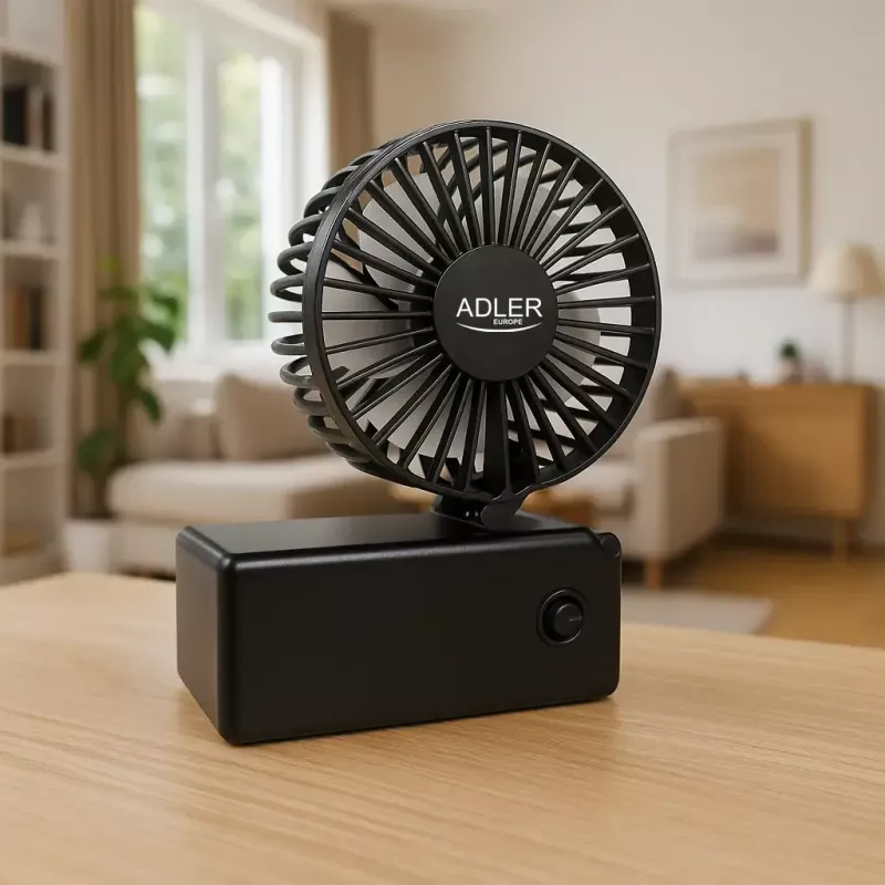 Tischventilator Adler AD 7336 – faltbarer Mini-Ventilator, 6,5 cm Durchmesser, 1 Geschwindigkeit, schwarz