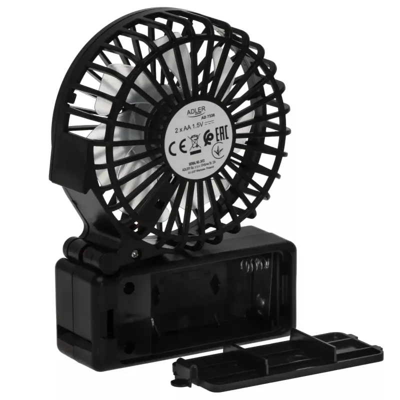 Tischventilator Adler AD 7336 – faltbarer Mini-Ventilator, 6,5 cm Durchmesser, 1 Geschwindigkeit, schwarz