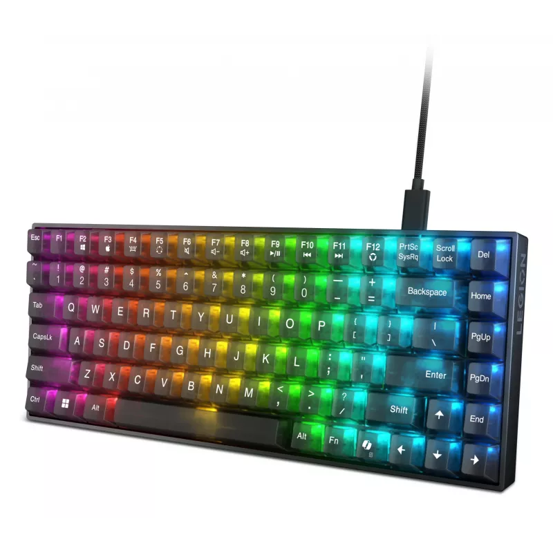 Mechanische Gaming-Tastatur Lenovo Legion K510 Mini Pro 75% US-Englisch, 84 Tasten, RGB, USB, 1,8 m Kabel, Schwarz/Transparent