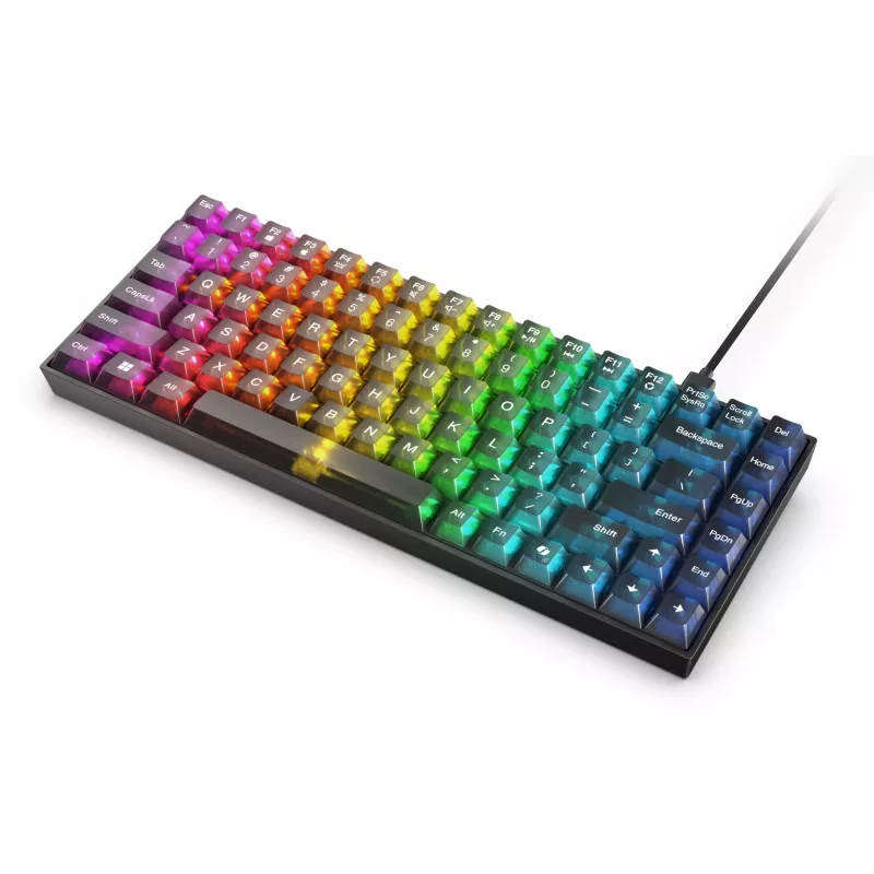 Mechanische Gaming-Tastatur Lenovo Legion K510 Mini Pro 75% US-Englisch, 84 Tasten, RGB, USB, 1,8 m Kabel, Schwarz/Transparent