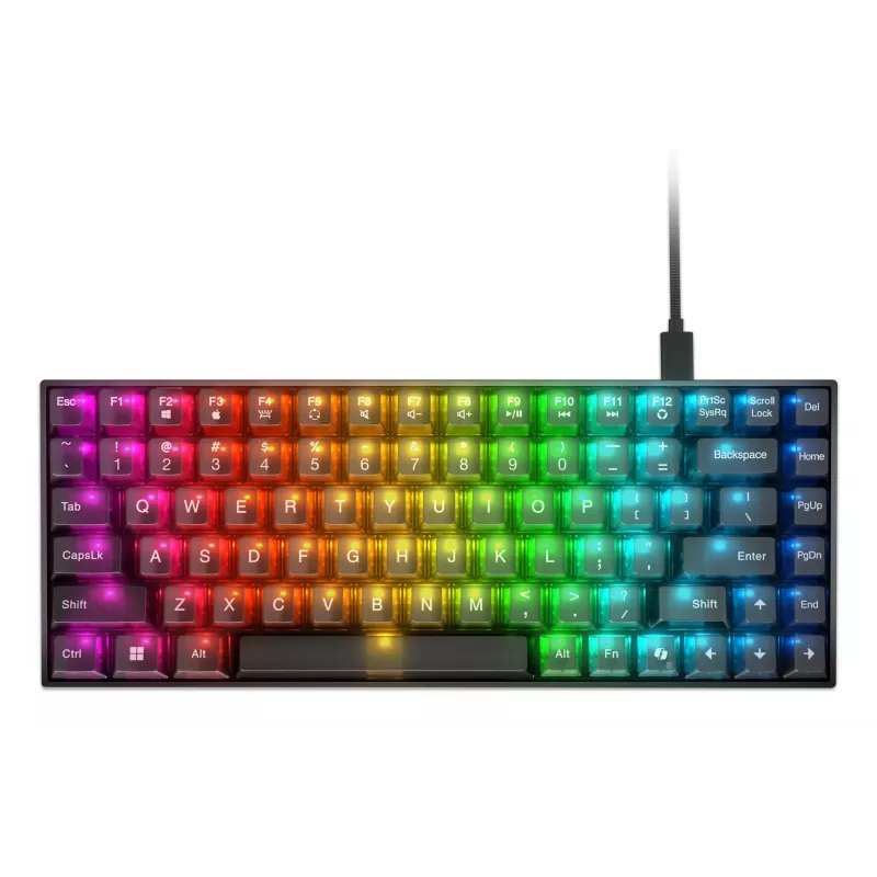 Mechanische Gaming-Tastatur Lenovo Legion K510 Mini Pro 75% US-Englisch, 84 Tasten, RGB, USB, 1,8 m Kabel, Schwarz/Transparent