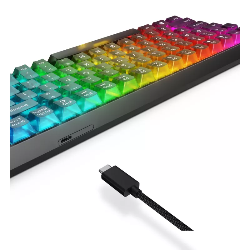Mechanische Gaming-Tastatur Lenovo Legion K510 Mini Pro 75% US-Englisch, 84 Tasten, RGB, USB, 1,8 m Kabel, Schwarz/Transparent