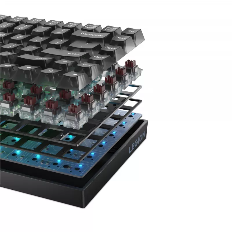 Mechanische Gaming-Tastatur Lenovo Legion K510 Mini Pro 75% US-Englisch, 84 Tasten, RGB, USB, 1,8 m Kabel, Schwarz/Transparent