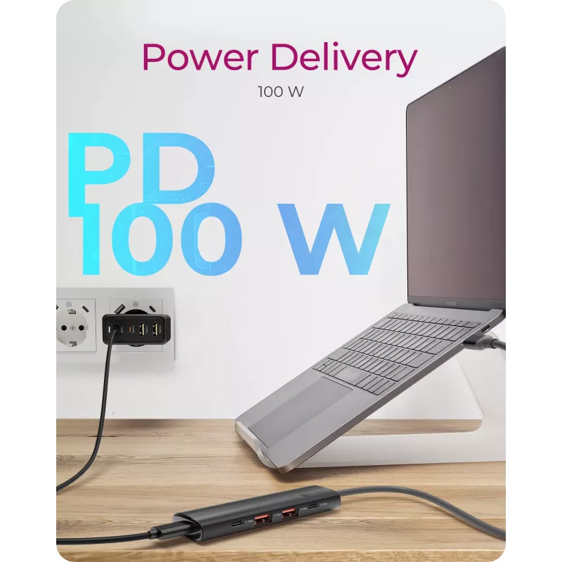 ICY BOX IB-HUB1437-CPD Kabelgebunden USB 3.2 Gen 2 (3.1 Gen 2) Type-C Schwarz