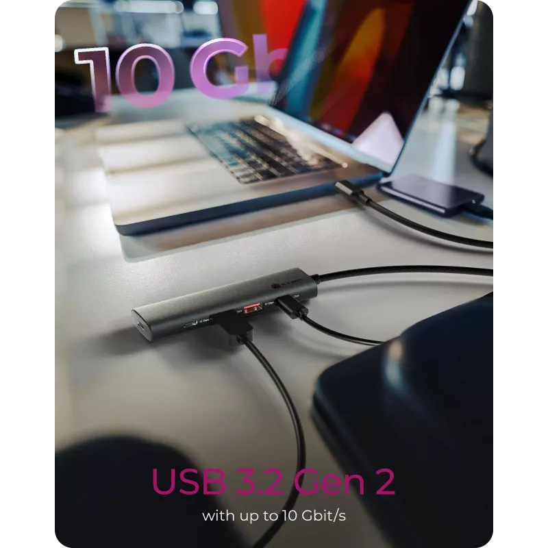 ICY BOX IB-HUB1437-CPD Kabelgebunden USB 3.2 Gen 2 (3.1 Gen 2) Type-C Schwarz