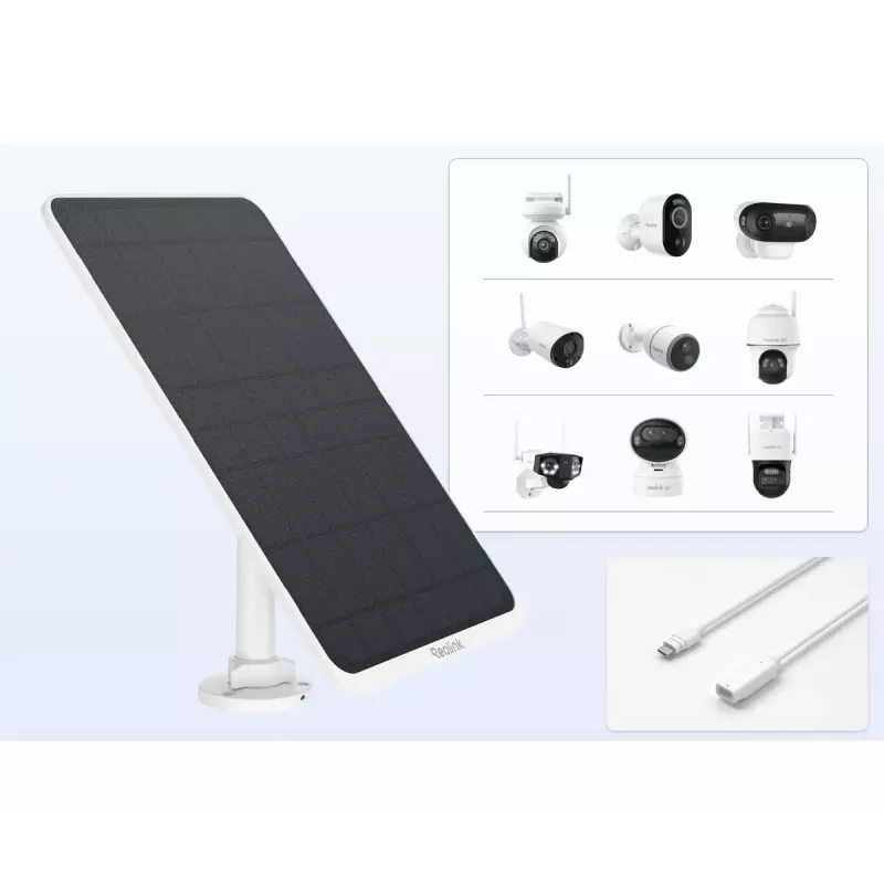 Solarpanel Reolink SP3-W 12W 6V USB-C IP65 Außenbereich, 360° horizontal, 90° vertikal, 4 m Kabel, Technopolymer, weiß