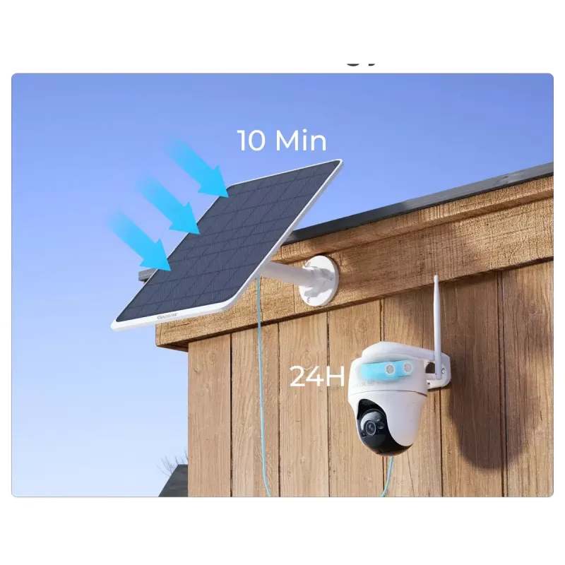 Solarpanel Reolink SP3-W 12W 6V USB-C IP65 Außenbereich, 360° horizontal, 90° vertikal, 4 m Kabel, Technopolymer, weiß