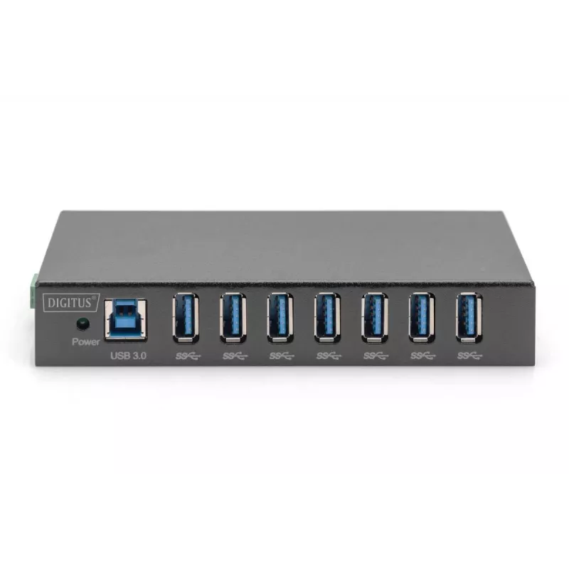 DIGITUS USB 3.0 HUB - 7 Port - Industrial Metal PSU 15-kV ESD Table Wall DIN Rail mount