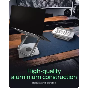 Laptopständer RAIDSONIC IB-NH300-R, Aluminium, silber, passend für 17 Zoll (43,2 cm), 360° drehbar, 280×230×550 mm