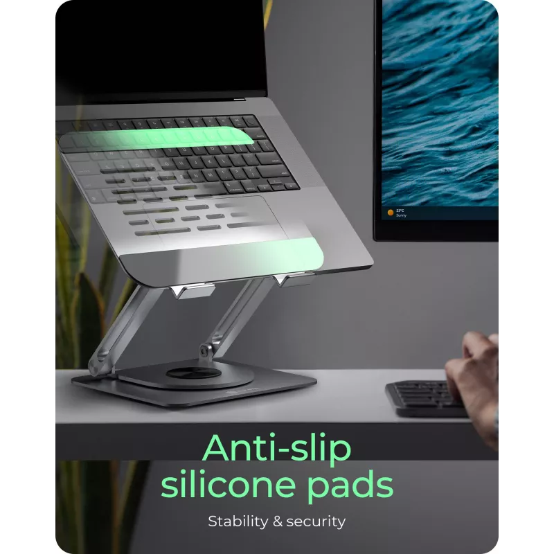 Laptopständer RAIDSONIC IB-NH300-R, Aluminium, silber, passend für 17 Zoll (43,2 cm), 360° drehbar, 280×230×550 mm