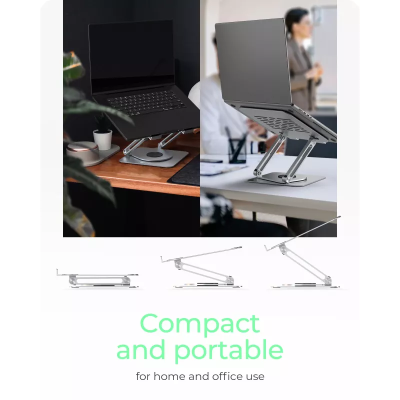 Laptopständer RAIDSONIC IB-NH300-R, Aluminium, silber, passend für 17 Zoll (43,2 cm), 360° drehbar, 280×230×550 mm