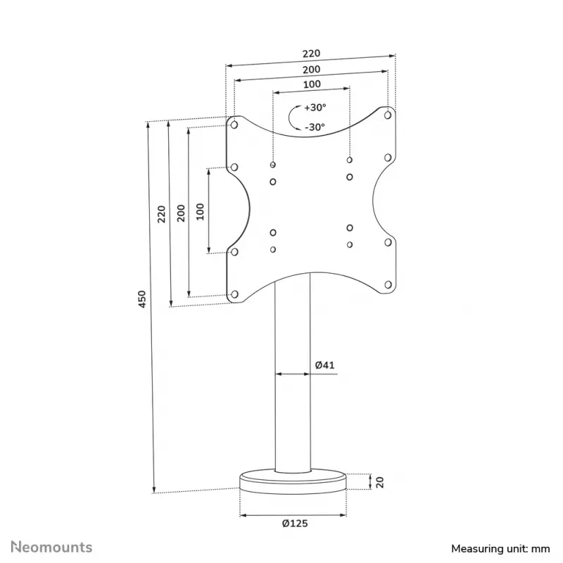 Neomounts TV-Tischhalterung zum Anschrauben DS42-430BL12 max 50 kg 23-43 Zoll