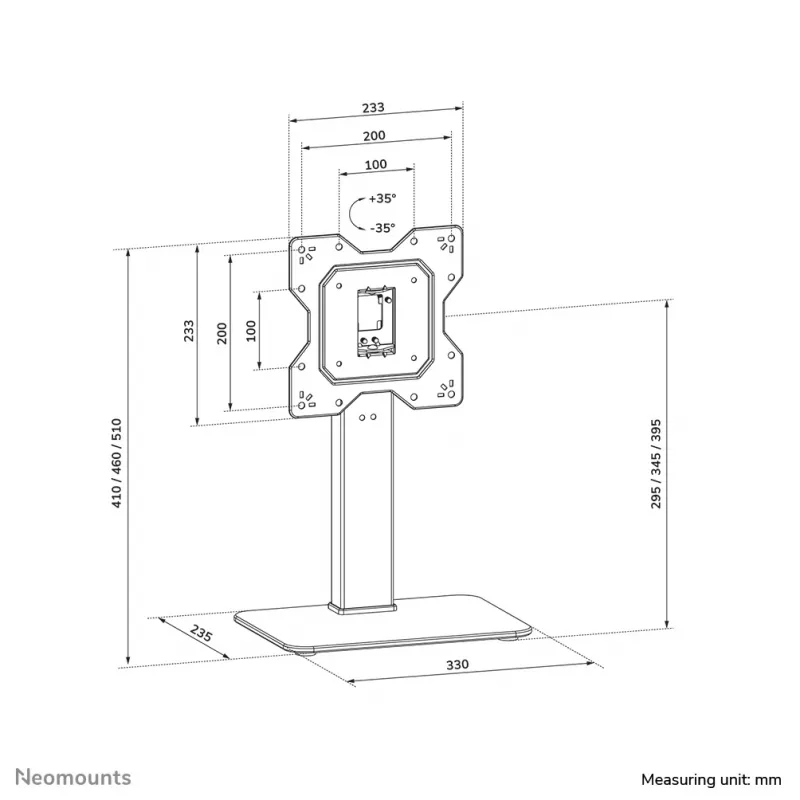 Neomounts DS45-430BL12 TV-Ständer 23-43 Zoll - schwenkbar, 109,2 cm (43 Zoll), 100 x 100 mm, 200 x 200 mm, -35 - 35°, Stahl, Schwarz