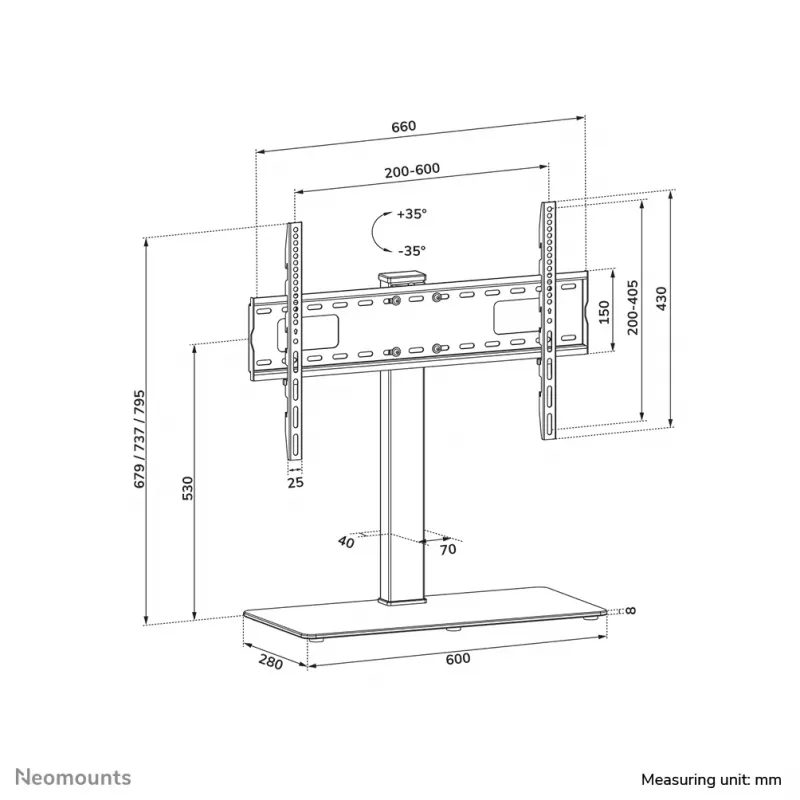 Neomounts DS45-430BL16 TV-Ständer 37-70 Zoll – schwenkbar (geöffnete Verpackung)