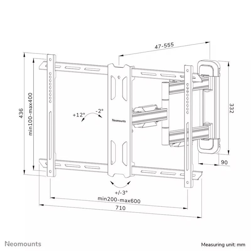 Neomounts WL40S-850BL16 TV-Wandhalterung 40-70 Zoll - vollbeweglich - schnelle Montage