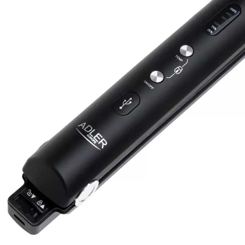 Kabelloser Haarglätter Adler AD 2327 – Keramik-Heizsystem, 160–220 °C, USB-Ladung