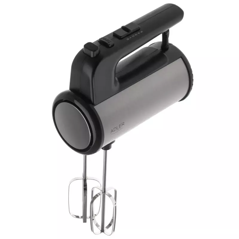 Handmixer Adler AD 4232 — 900 W, 5 Geschwindigkeiten + Turbo, Edelstahl-Aufsätze, schwarz/silber