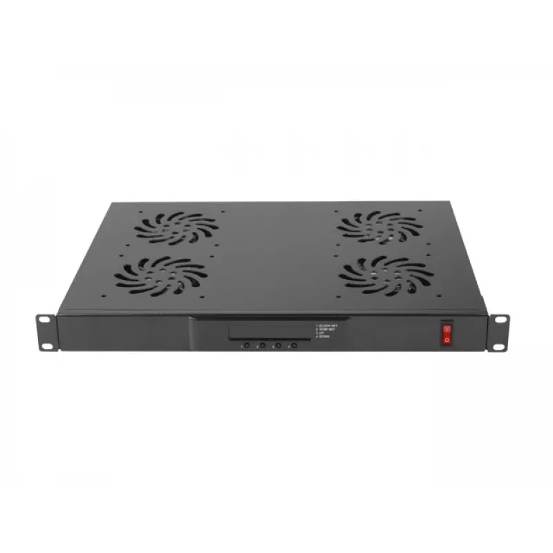 Top-Panel LANBERG AK-1503-B — 1U, 4 Lüfter, integrierter Lüfter, Ein-/Ausschalter, 230 V, 76 W, 483×322×44,5 mm