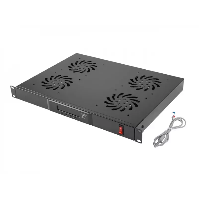 Top-Panel LANBERG AK-1503-B — 1U, 4 Lüfter, integrierter Lüfter, Ein-/Ausschalter, 230 V, 76 W, 483×322×44,5 mm