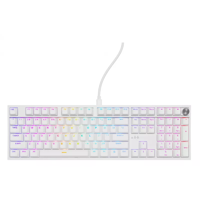 Mechanische Tastatur GENESIS THOR 404, Full-Size USB, QWERTY Englisch, RGB-Hintergrundbeleuchtung, weiß