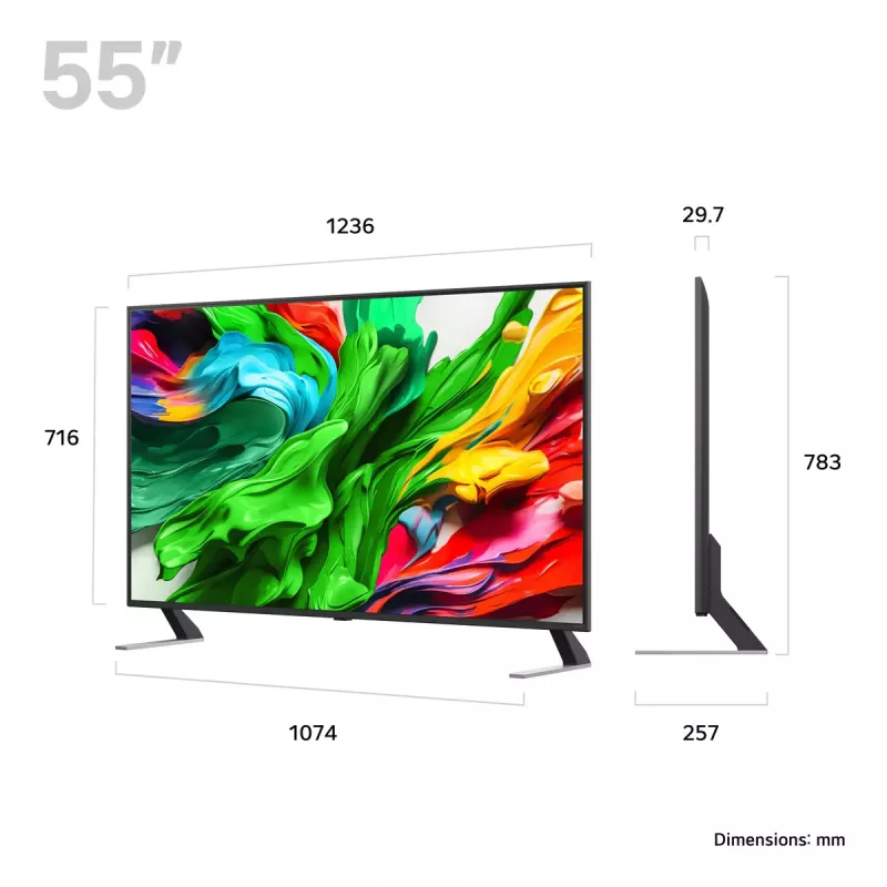 TV LG 55QNED85A3C 55 Zoll 4K QNED evo Smart TV, WebOS, Motion Pro, Wi‑Fi, Ethernet, DVB-T/T2, Schwarz